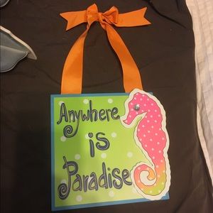 Seahorse sign paradise beach decor ocean mermaid